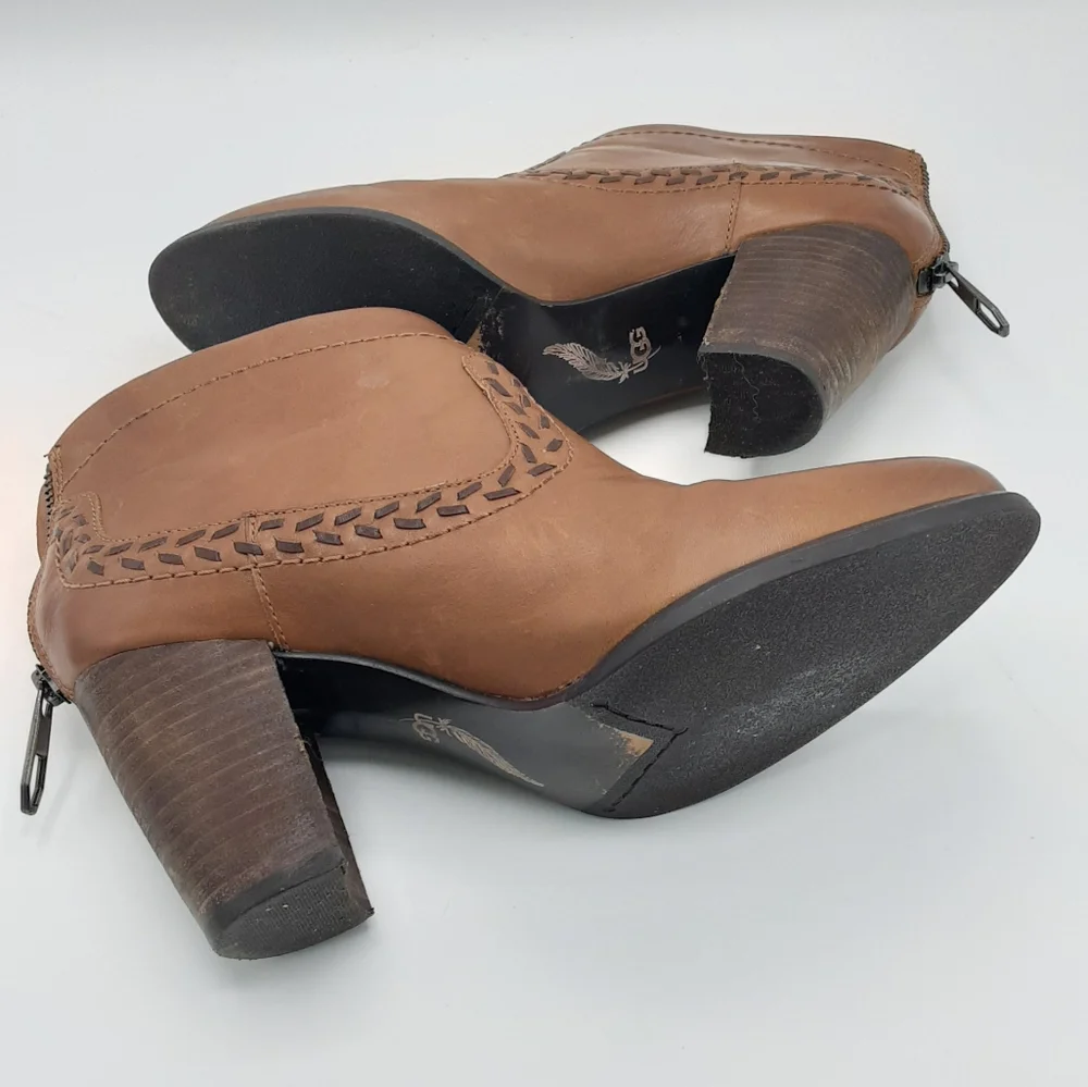UGG Charlotte Brown Leather Ankle Boot.